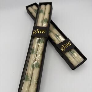 Mackenzie Childs Glow Candles Candle Stick Christmas Tree Dot Dinner Set 4 RARE